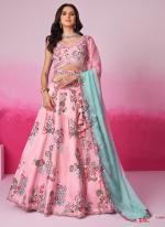 Silk Pink Wedding Wear Sequins Work Lehenga Choli